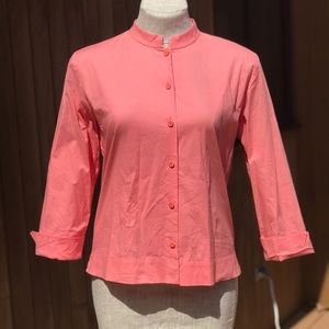 Eileen Fisher Stretch Shirt High Collar Coral Smal